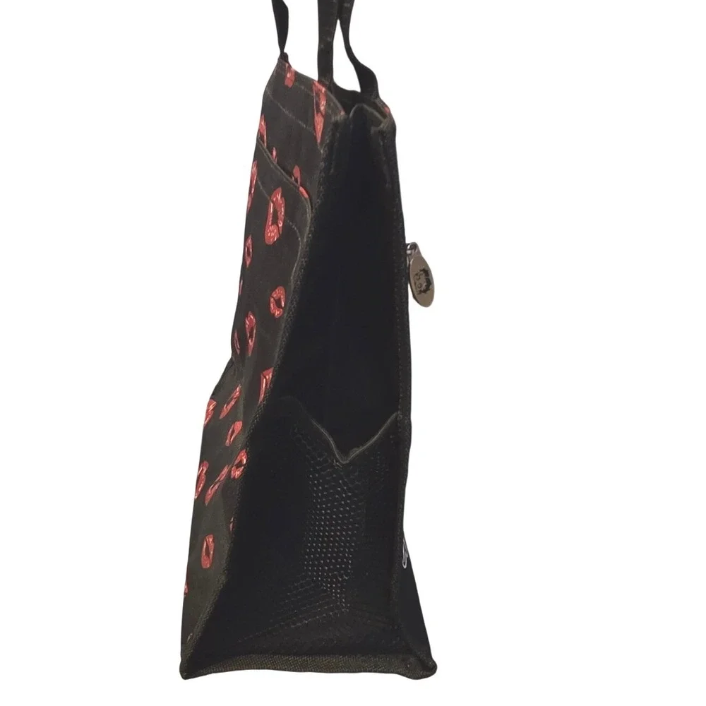 Betty Boop Black Canvas Tote Bag Red Lips‎ Graphic Shoulder Bag 2014 Licensed